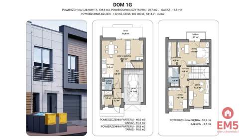 Dom szeregowy 125 m2, Zaścianki
