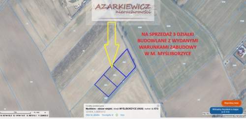 Działka budowlana na sprzedaż, 1845 m2, Myśliborzyce