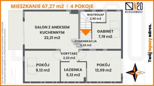 4 pok. mieszkania 66 m2, balkon, parking