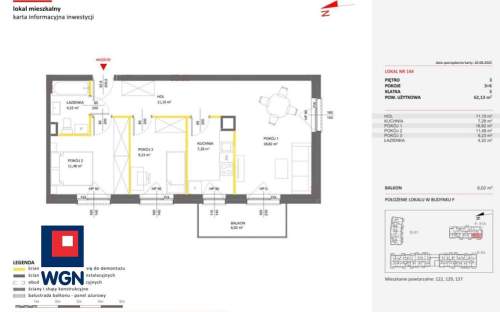Mieszkanie na sprzedaż, 62,13 m2, Warszawa
