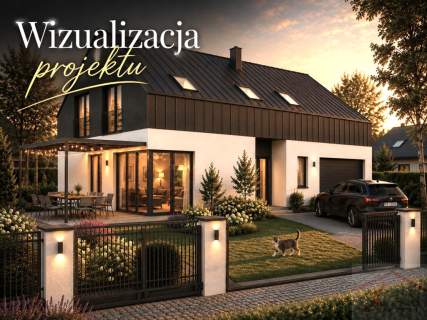 Działka 900 m projekt domu 227,66 m Szczecin Płonia
