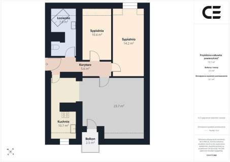 3 pokoje balkon piwnica 64,2 M Wiejska