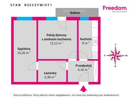 Słoneczne 2 pokoje z balkonem 