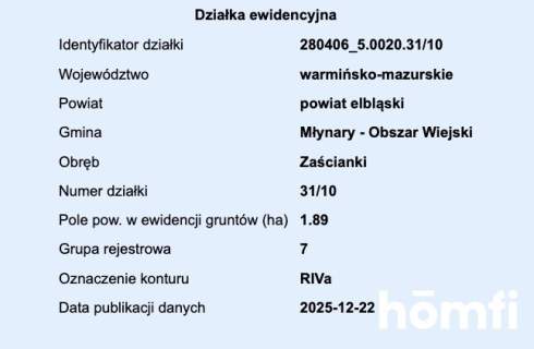 działka RIVa 2,61 ha Zaścianki, elbląski