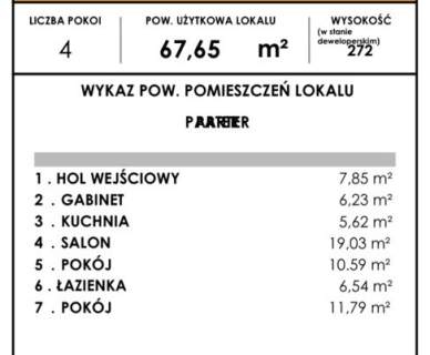 Mieszkanie 67,65 m2, 4 pokoje, ogródek, 2 miejsca postojowe