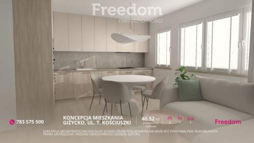 3 pokoje 46,52 m Parking Giżycko