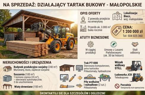 Sprzedam tartak Biecz Małopolskie
