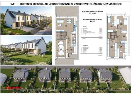 Bliźniaki w Jasionce, 114m2, 5 pokoi, nowa inwestycja, I etap