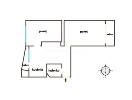 II piętro 54m blok cegła 2 balkony centrum