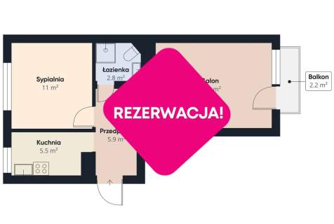 Mieszkanie 2-pokojowe 40 m2 na pierwszym piętrze