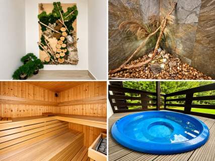 Całoroczny dom z sauna i jacuzzi wśród zieleni