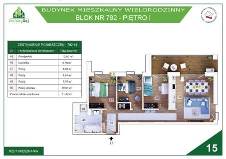 3-pokojowe mieszkanie z loggią, parking - Chełmiec