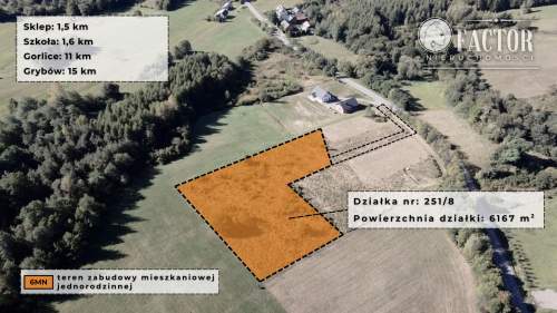 Łosie, działka budowlana 61,67 a, 1192S