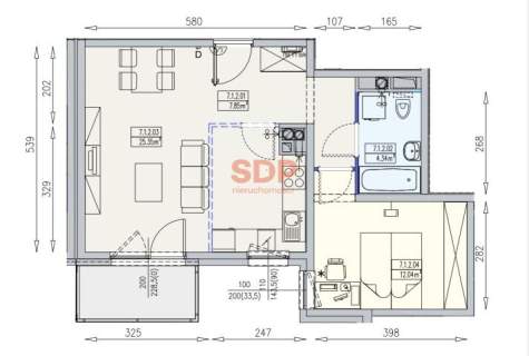 Przestronne 2 pokoje 50 m2 Południk 17 Projekt architekta