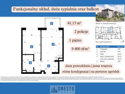 Nowe 2 pokoje z balkonem bez PCC, bez prowizji, już od 386 tys...