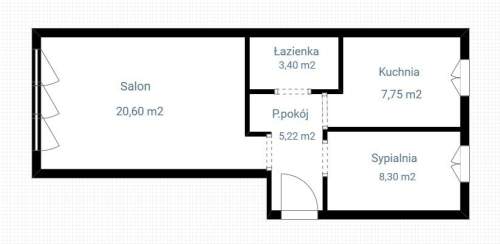 Centrum Szczecina 2 pokoje 45,27 m parter