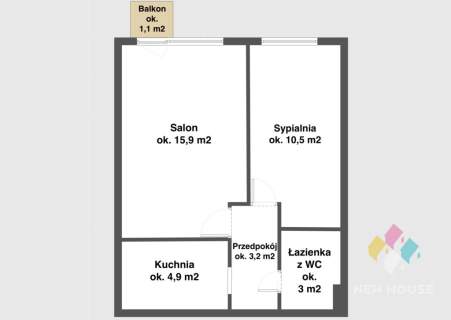 Jagiellońska, pow. 37,5 m2, 2 pokoje, balkon