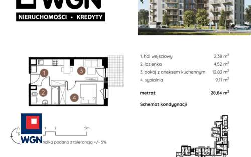 Mieszkanie na sprzedaż, 28,84 m2, Lublin