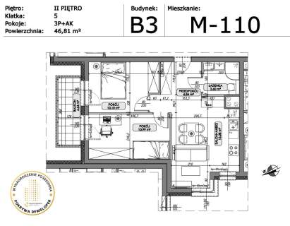 3 pokojowe mieszkanie 46,81 m2 okolice Dożynkowej