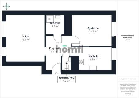 Komfortowe, 2-pokojowe mieszkanie 54 m Balkon