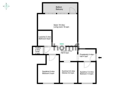 3 pokoje Balkon 60m2 4 piętro Bonarka
