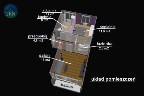 Mieszkanie w centrum , balkon z widokiem na góry