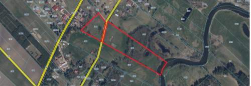 DZIAŁKA Z LINIĄ BRZEGOWĄ RZEKI PISA