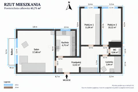 3-pok. 61,71 m , balkon Gocław, jez. Balaton