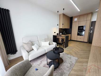 Apartament z balkonem z widokiem na rzekę.
