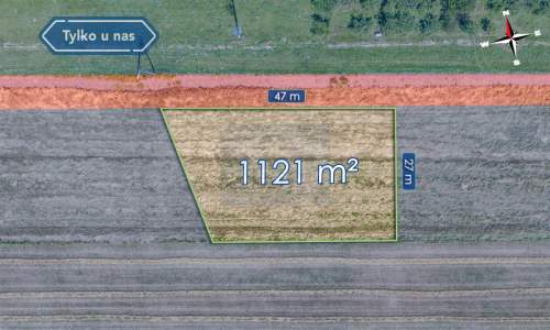Działka budowlana 1121 m wymiarowa Zawada, Mstów