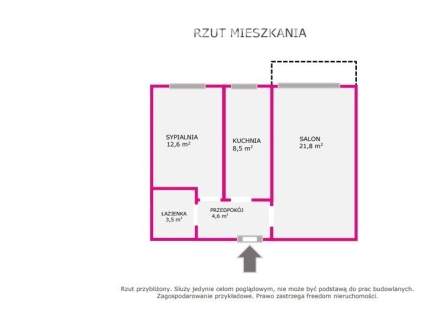 2 pokoje - 47m , ul. Jagiellońska 11B
