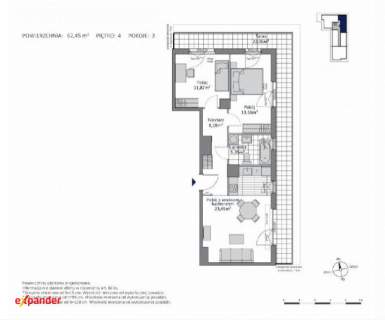 3 pokoje 62,45 m balkon Gdańsk Morena IV kwartał 2027