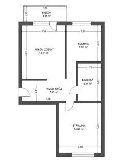 Duże 2 pokoje 56 m balkon piwnica Zakrzów