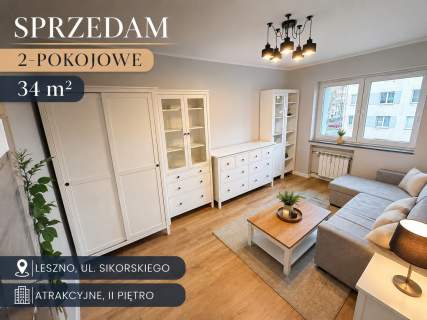 SPRZEDAM, atrakcyjne 2-pokojowe, II p. Leszno / SIKORSKIEGO