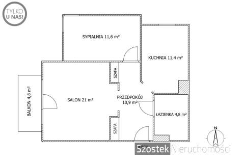 Przestronne, 2 pokojowe z os. kuchnią/komórka i MP