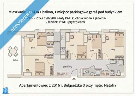 BEZPOŚREDNIO 5 pokoi na wynajem Metro Natolin nowy apartamentowiec