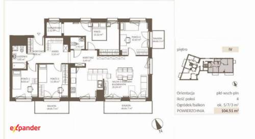 Przestronne 4 pokoje 104,51 m 3 balkony Gdańsk Jasień od