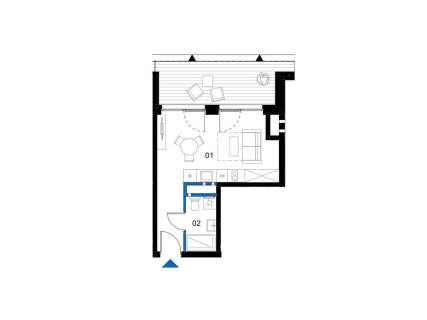 Apartament premium 25,43m2 loggia 11,70m2