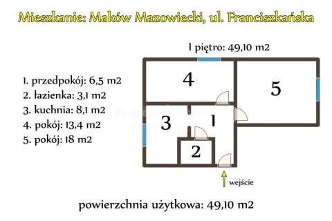 Maków Mazowiecki 49,1 m2 na 1. piętrze