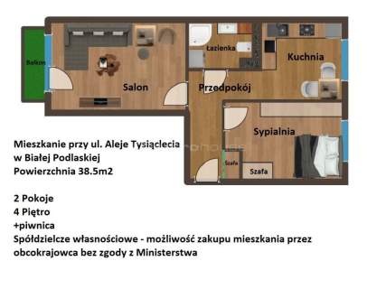 Piękne 38.5m - 2 pokoje - po generalnym remoncie
