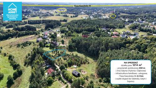 Działka budowlana 1214 m , Koleczkowo, Las i rzeka