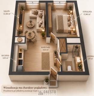 2 pok. Mieszkanie na sprzedaż 37,5 m2, dostępne od JUŻ, Łęczna