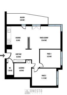 3 pokoje 65m2 Balkon Miejsce postojowe w garażu ul. Północna...
