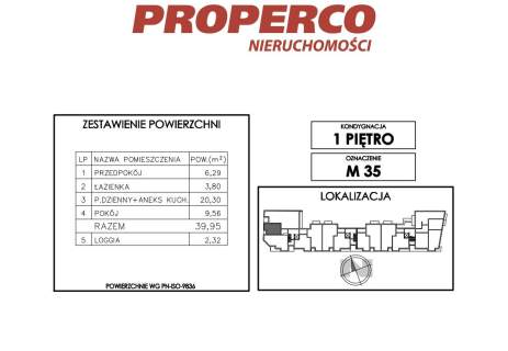 Mieszkanie 2pok., 39,95m2, Ip., ul. Klonowa