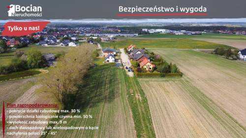 Słoneczne, płaskie, uzbrojone działki w Baninie
