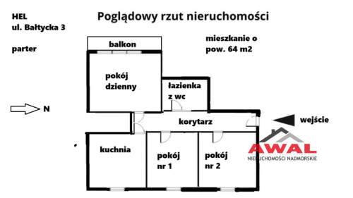 Hel 3-pokojowe mieszkanie 200 m od portu