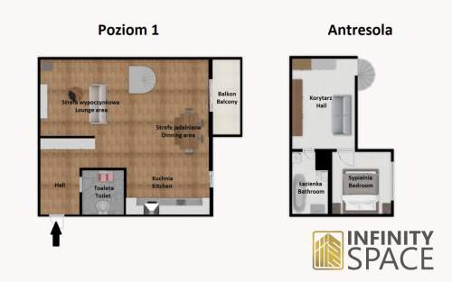 Unikatowy dwupoziomowy loft Praga Płd. Parking