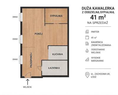 41 m 2 pokoje Po remoncie Parking Centrum Łodzi