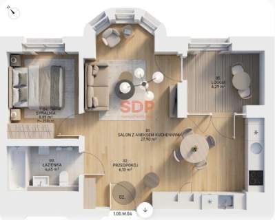 Apartament z widokiem na wewnętrzny ogród