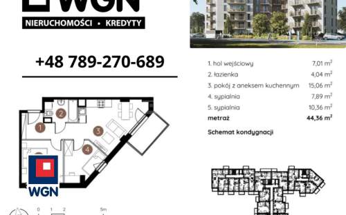 Mieszkanie na sprzedaż, 44,36 m2, Lublin